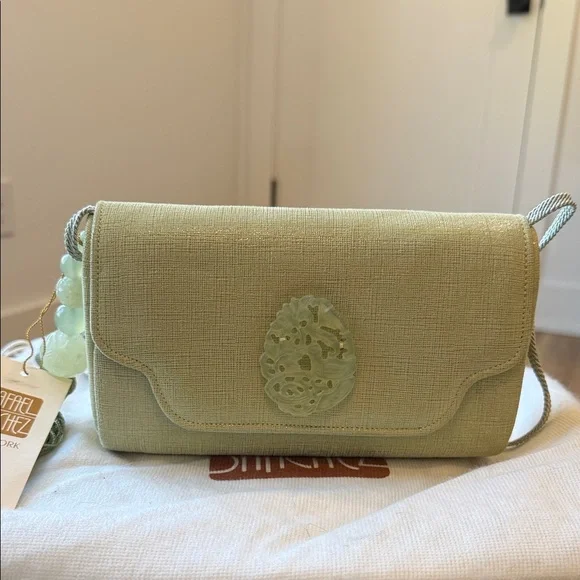 NEW!Vintage Rafael Sanchez Light Green Textured Crossbody Bag - Picture 1 of 5
